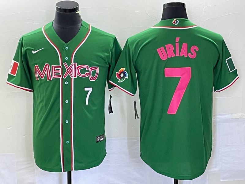 Men 2023 World Cub Mexico #7 Urias Green pink Nike MLB Jersey9->more jerseys->MLB Jersey